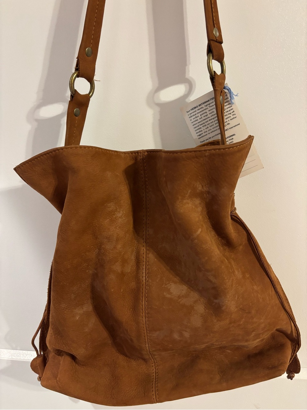 HOBO Cognac Leather Bucket Shoulder Bag - Picture 2 of 8